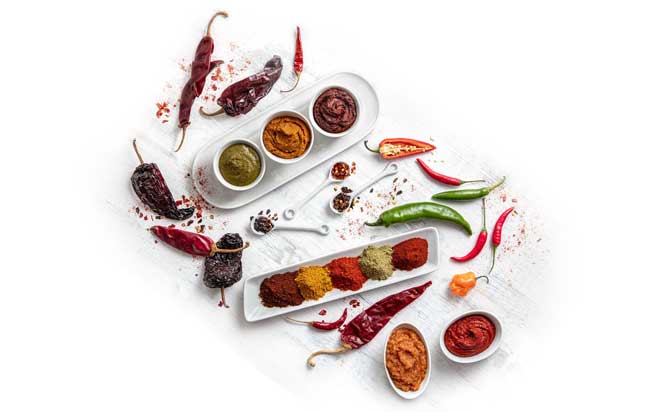 whole chiles, chili pastes, and powders