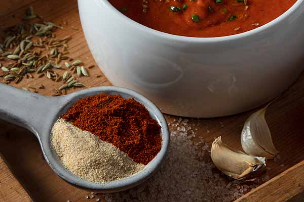 chili powder with chile, cumin, garlic powder, sea salt, and other herbs and spices