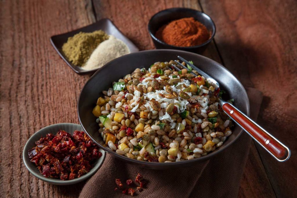 plant-based meal using dried tomatoes, ground chile peppers, and craft smoked ingredients